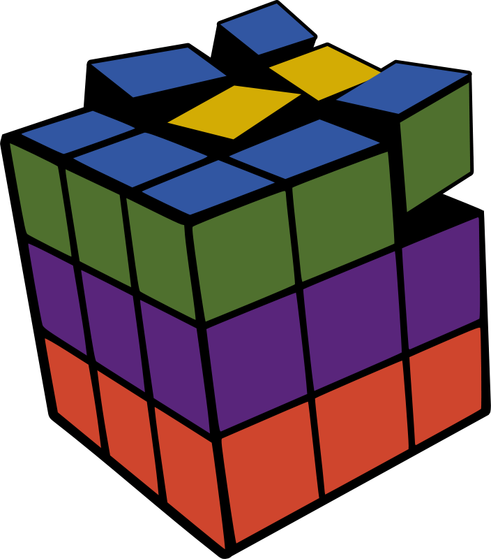 Rubiks Cube 3d Colored Clip Art At Clker - Rubik Vector (704x800)