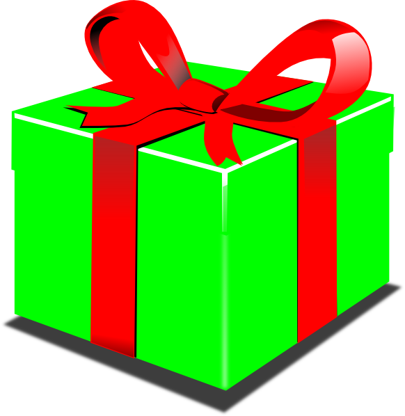 Red And Green Present (582x598)