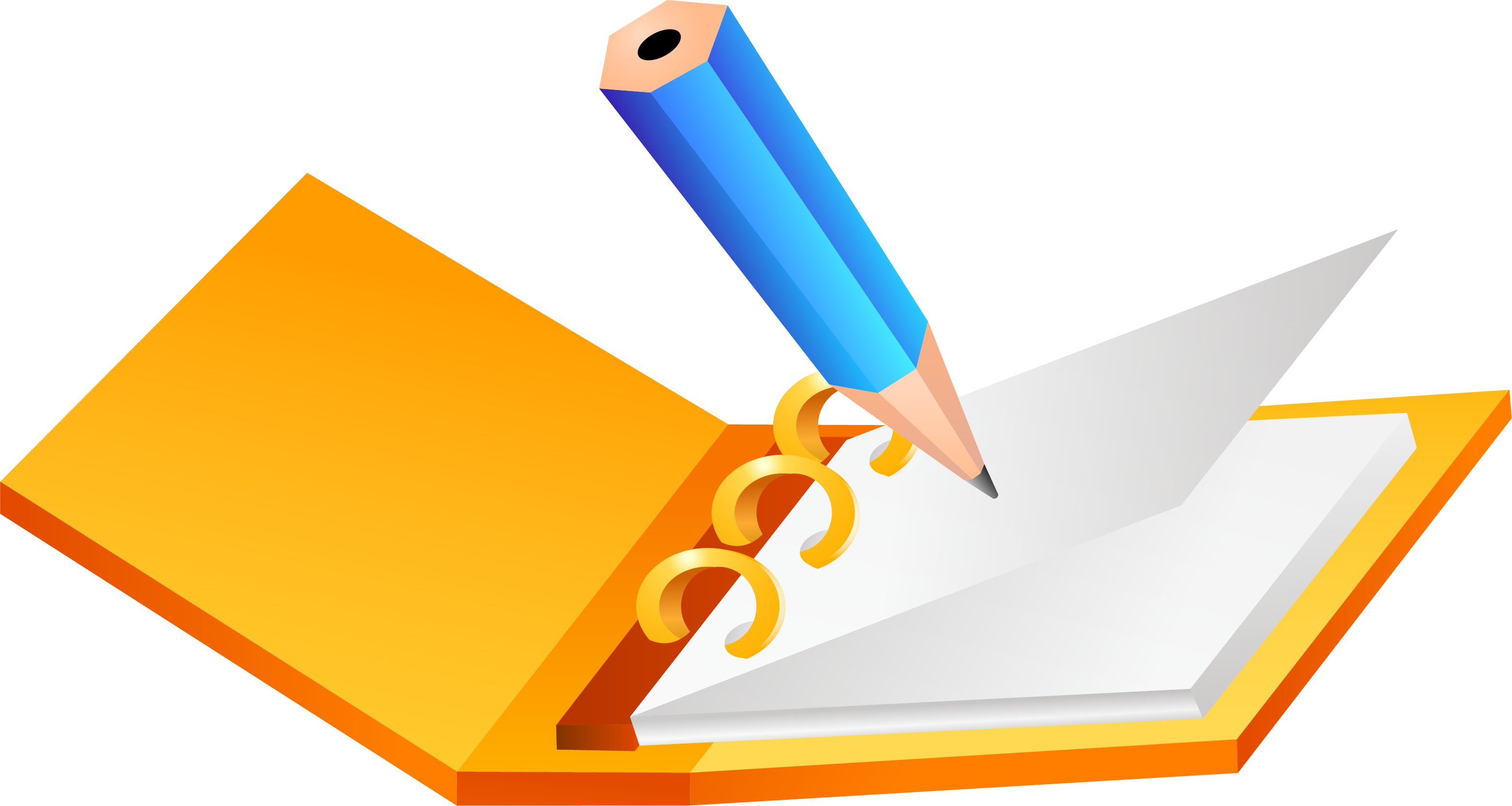 Paper Pencil Diary - Material Png (3123x1665)