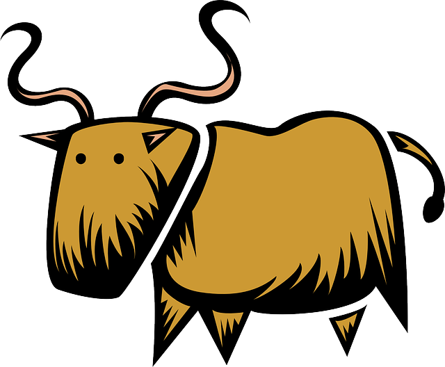 Tail Brown, Stylized, Bull, Art, Horns, Animal, Tail - Horn (640x528)