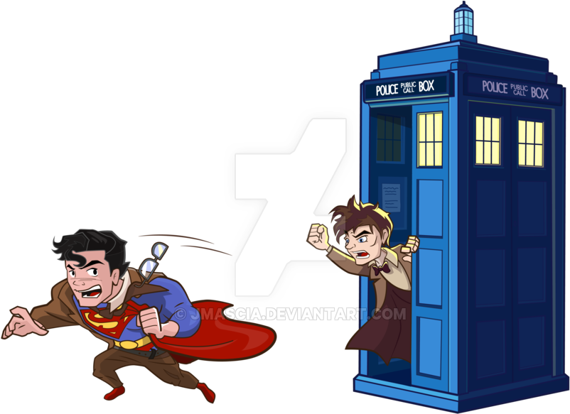 Axelmedellin 215 51 Superman Tardis By Jmascia - Cartoon Tardis (900x582)