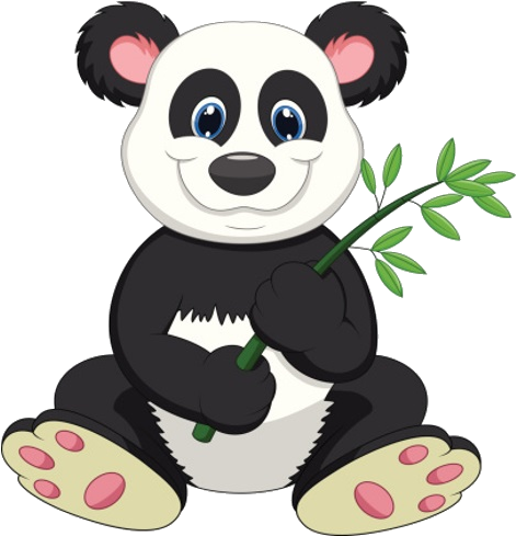 Smiling Baby Panda Holding Bamboo Branch - Giant Panda Cartoon (500x500)