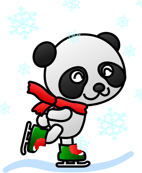 Free Panda Skating Clip Art - Skating Panda Queen Duvet (567x692)