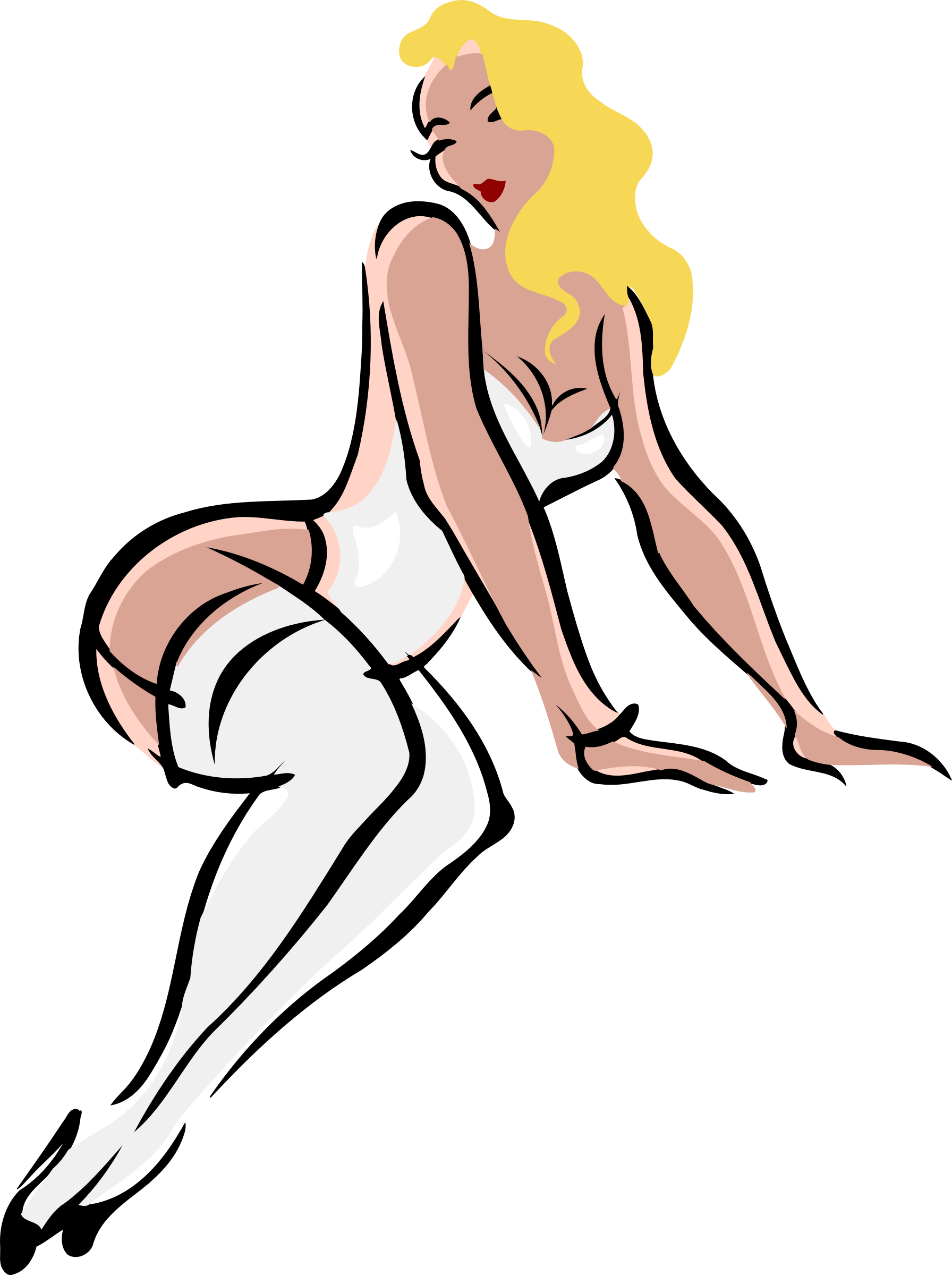 Light Skin, Blonde Hair, White Clothes - Clipart Of A Sexy Girl (1792x2400)