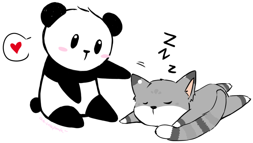 At The Sleeping Kitty By Chibilittlepanda On Deviantart - Chibi Cat And Panda (900x900)