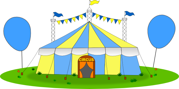 Circus Clipart Blue - Clip Art (600x300)