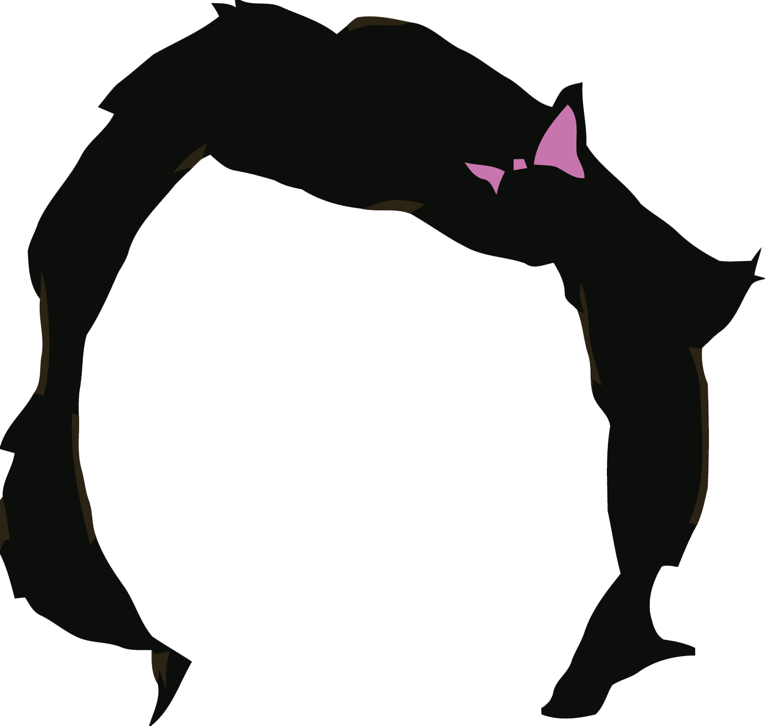 Component Female Black Hair Only L - Black Hair Rage Face (1500x1422)