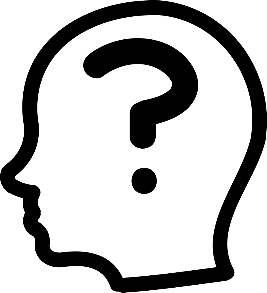 Question Mark Inside A Bald Male Side Head Outline - White Question Mark Png (892x982)