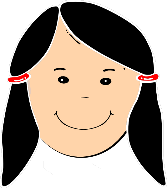 Cartoon Girl With Black Hair (1708x1920)