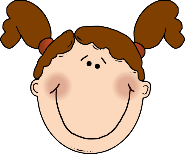 Girl With Brown Hair Clip Art At Clker - Girl Face Clip Art (861x720)