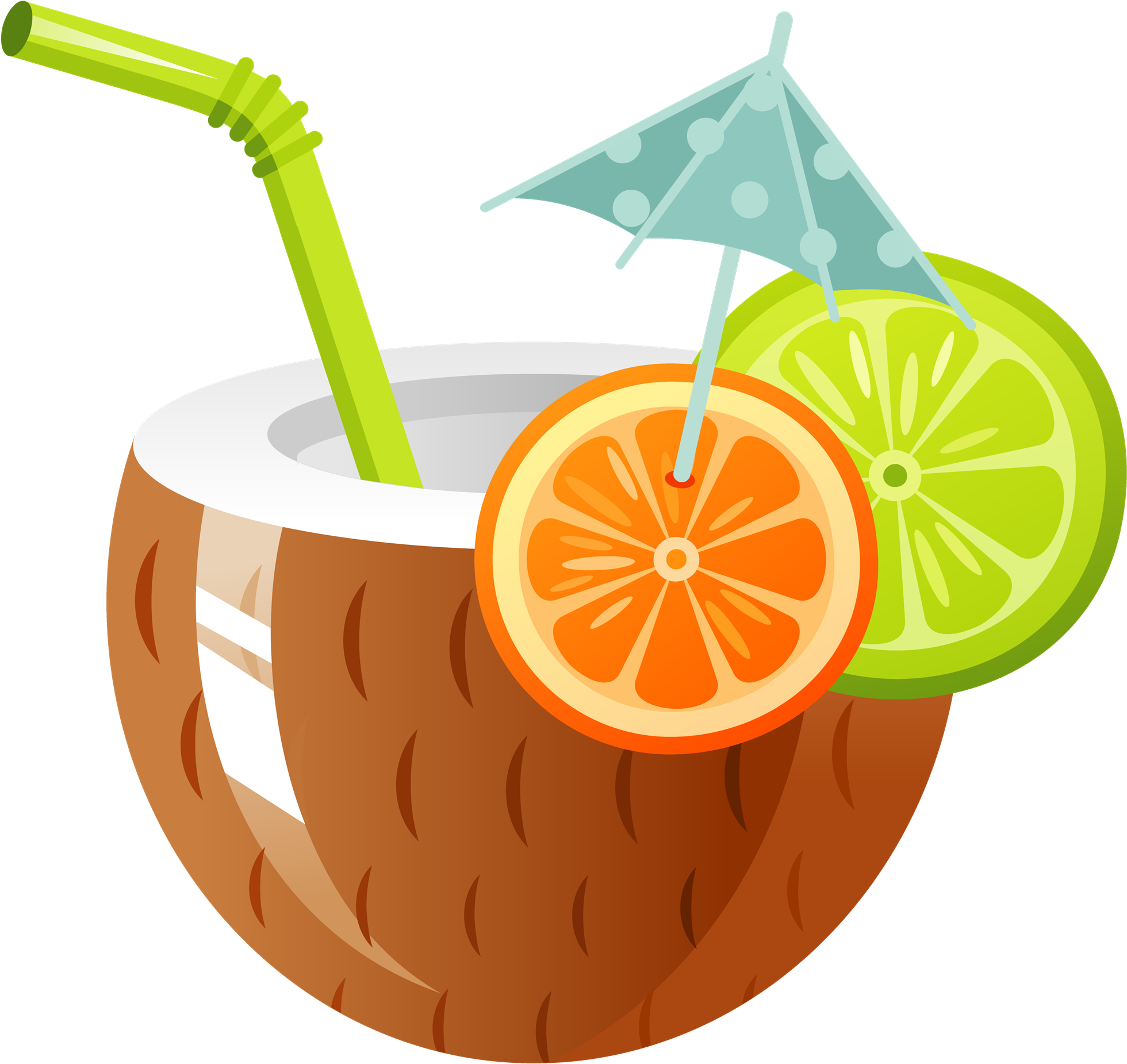 Cocktail Coconut Water Drink Clip Art - Coco Vector (1980x1862)