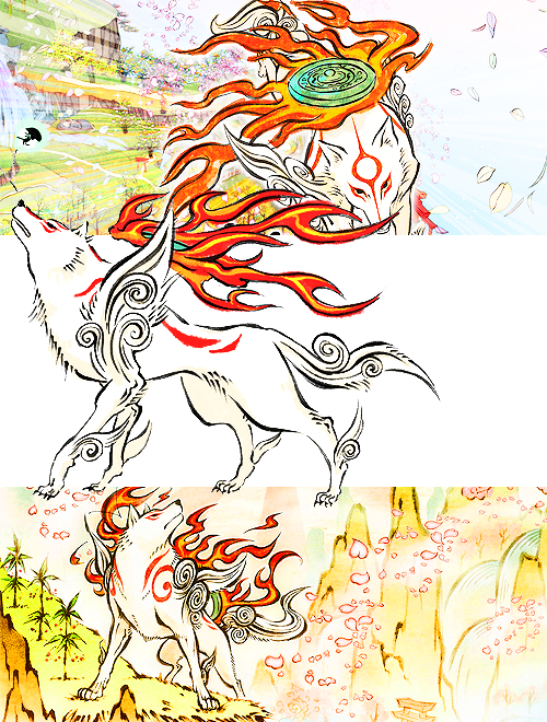 Okami Fire Wolf God Japanese Game Poster 32x24 (500x660)