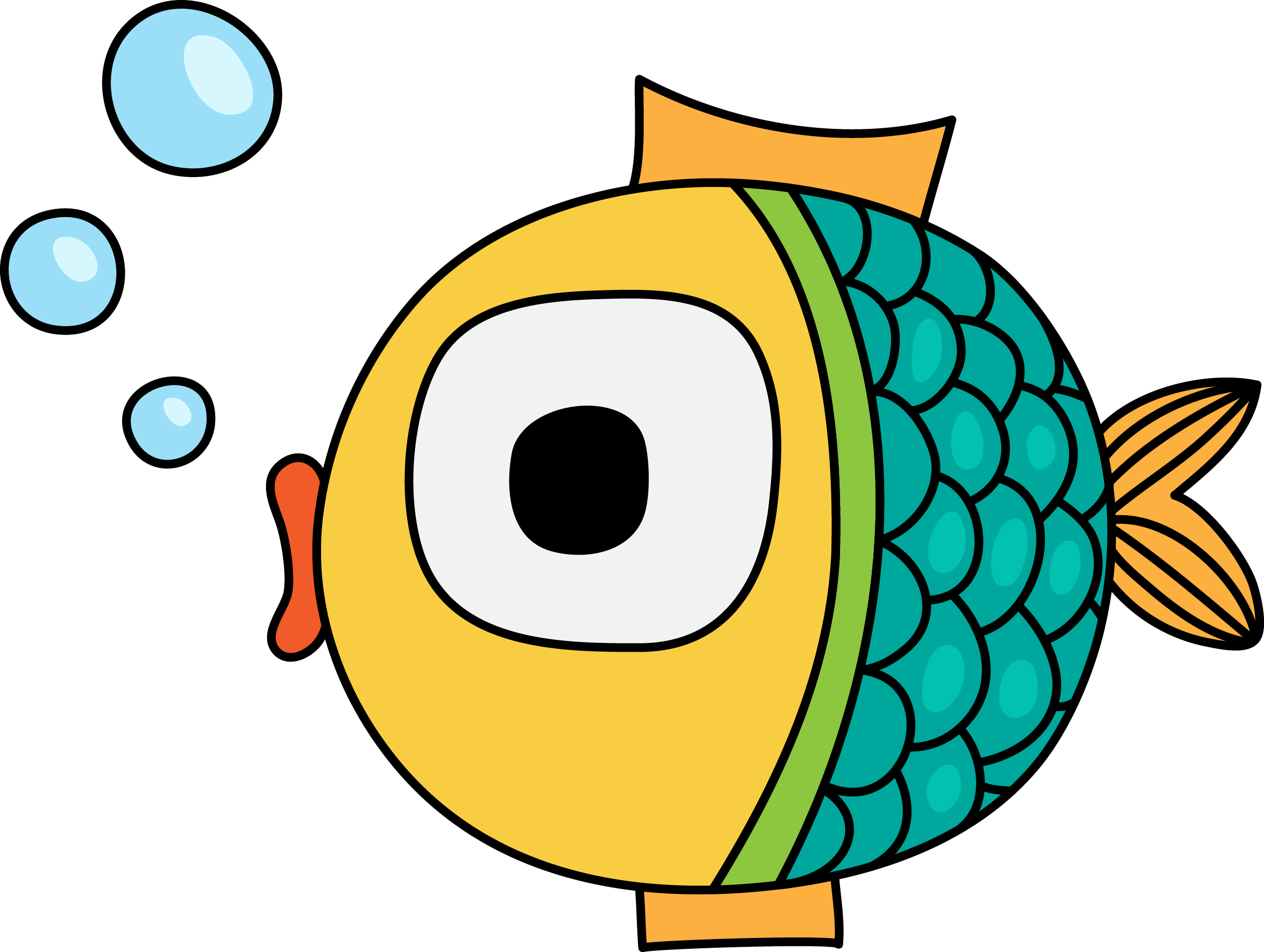 Coloured Version - Colourful Fish Cartoon (2433x1833)