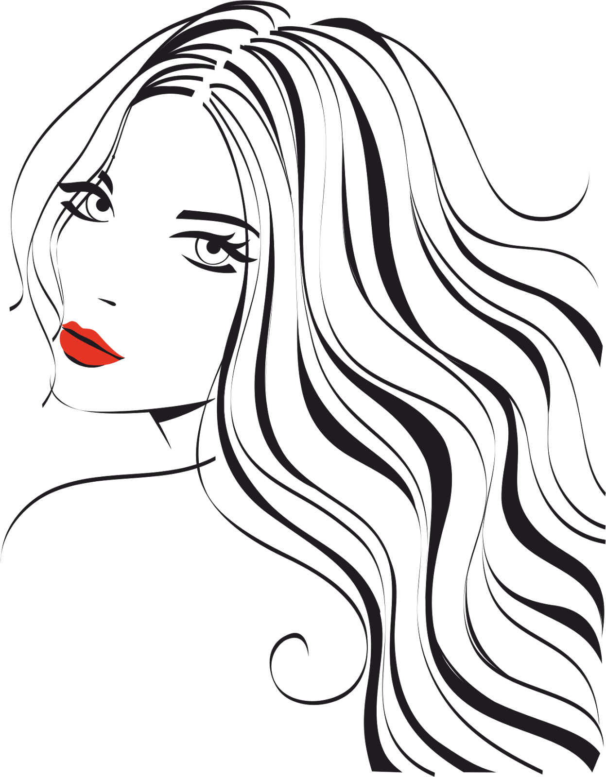 Woman Beauty Parlour Clip Art - Girl Long Hair Logo (1247x1600)
