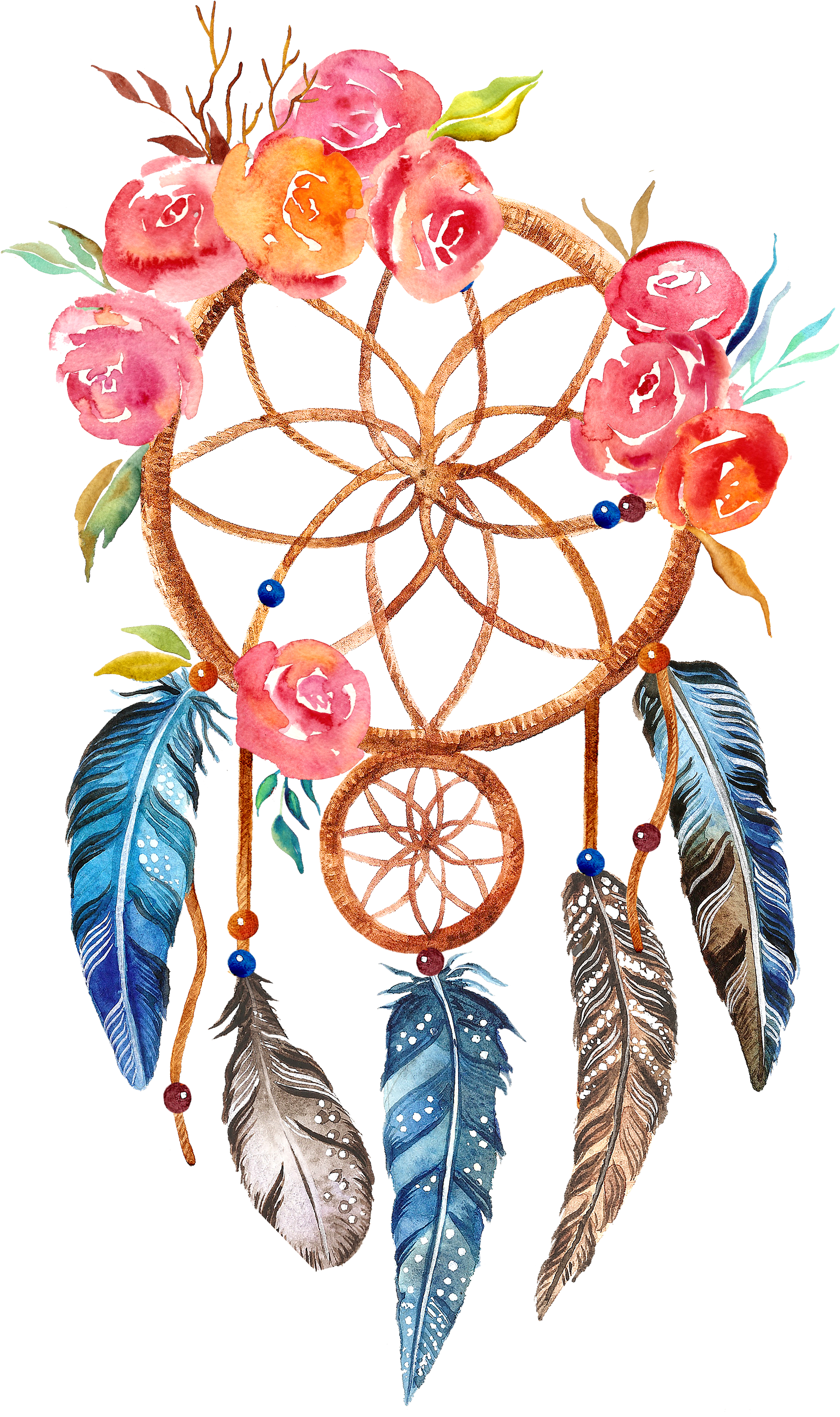 Printing Boho-chic Printmaking Dreamcatcher Canvas - Dream Catcher Png (3000x4055)