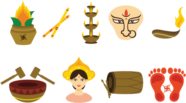Navratri Vector Icons - Navaratri Elements Png (700x490)