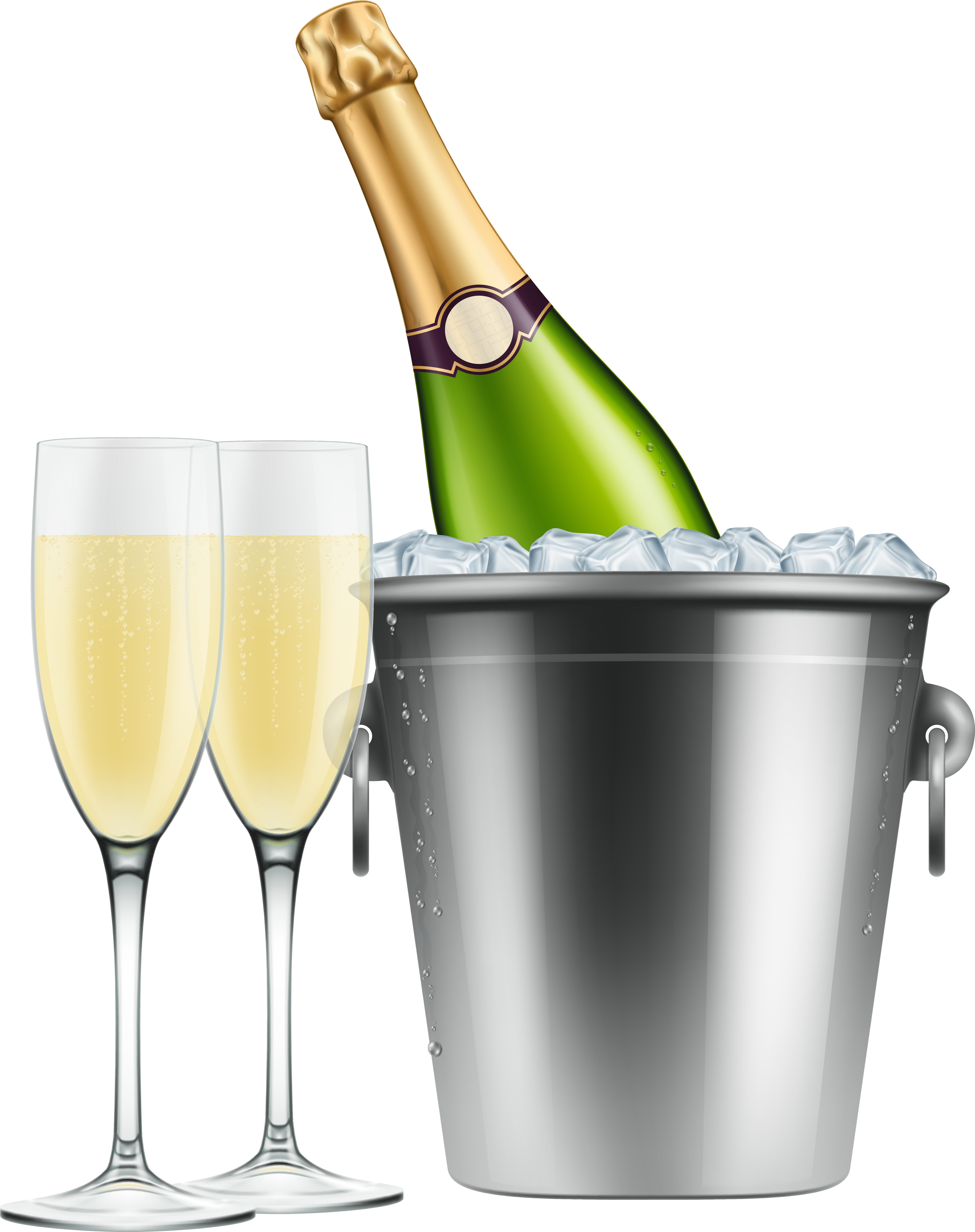 Champagne In Ice And Glasses Clip Art Image Gallery - Champagne And Glasses Png (5327x6722)