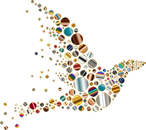 Vector Graphics Of Circles Forming A Flying Bird Shape - Psychedelic Circle Bird Png (500x445)