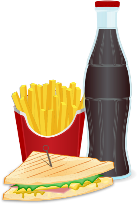 Fast Food Soda Clipart - Sandwich And Soft Drinks (507x700)