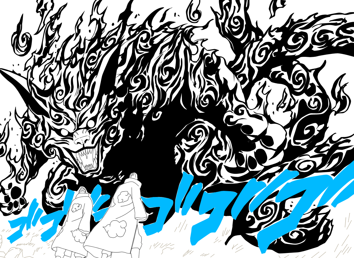 Nibi Vs Akatsuki Lineart By Advance996 Nibi Vs Akatsuki - Nekomata (1200x876)