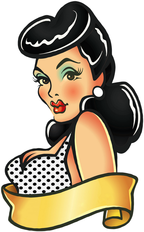 Pinup Girl Sychobilly Rockabilly Tattoo Designs Photo - Pin Up Girl Png (791x1024)