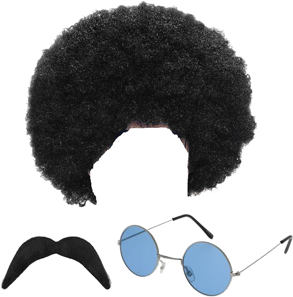 Get Free High Quality Hd Wallpapers Clip Art Hair Studio - Hippie Hippy Man 1970s Afro Wig Sunglasses Moustache (615x614)
