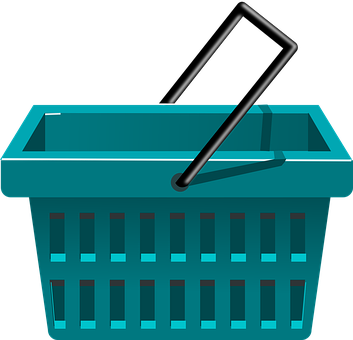 Basket Buy Shop Shopping Turquoise Cart Ba - Shopping Basket Clipart (353x340)