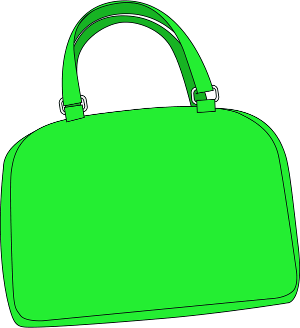 Girl - Green Purse Clip Art (600x655)