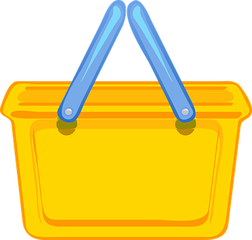 Shopping Cart, Shopping Box, Yellow - Shopping Basket Clipart (357x340)