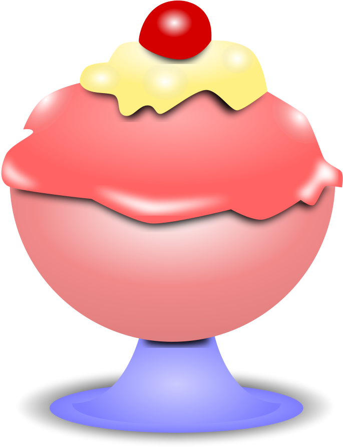 Ice Cream Cone With A Cherry Clipart, Vector Clip Art - Ice Cream Cup Clipart (773x900)