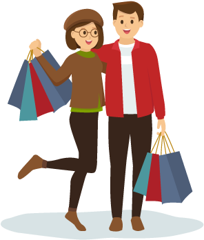 Couple Loaded With Shopping Bags - Couple Shopping Clipart (400x400)