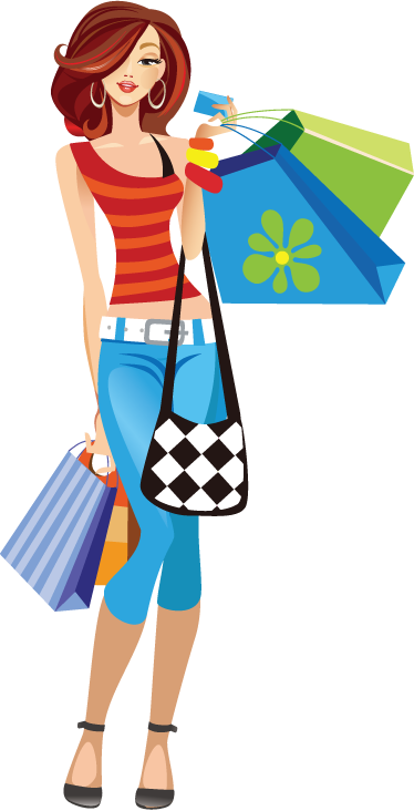 Wall Colour - Shopping Cartoon Png (374x732)