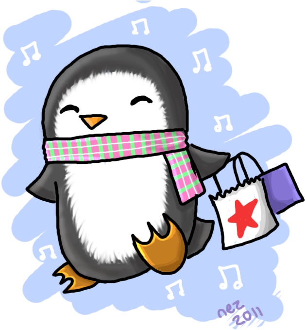 Shopping Penguin By Nezzykins - Cartoon (700x700)