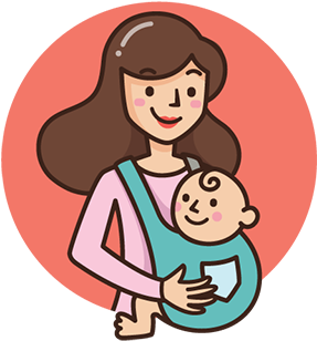 Mom's Shopping - Baby And Mom Png (417x330)