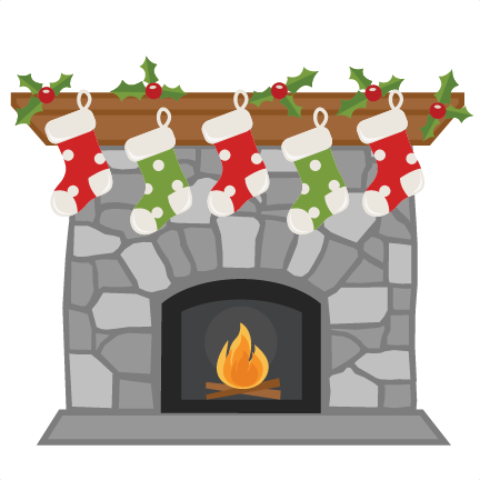 Christmas Fireplace Clipart Christmas Fireplace Svg - Stockings On Fireplace Clip Art (432x432)