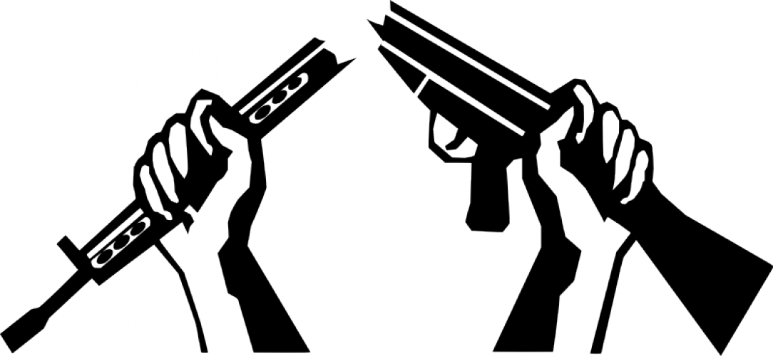 Broken Gun - Stop War Shower Curtain (1084x500)