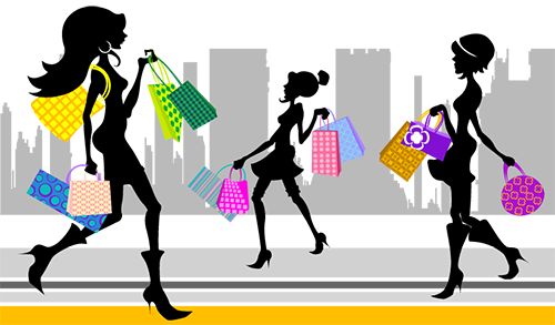 Women With Shopping Bags Vector Set Free People Vectors - Fashion Shopping Girl Vector (500x293)