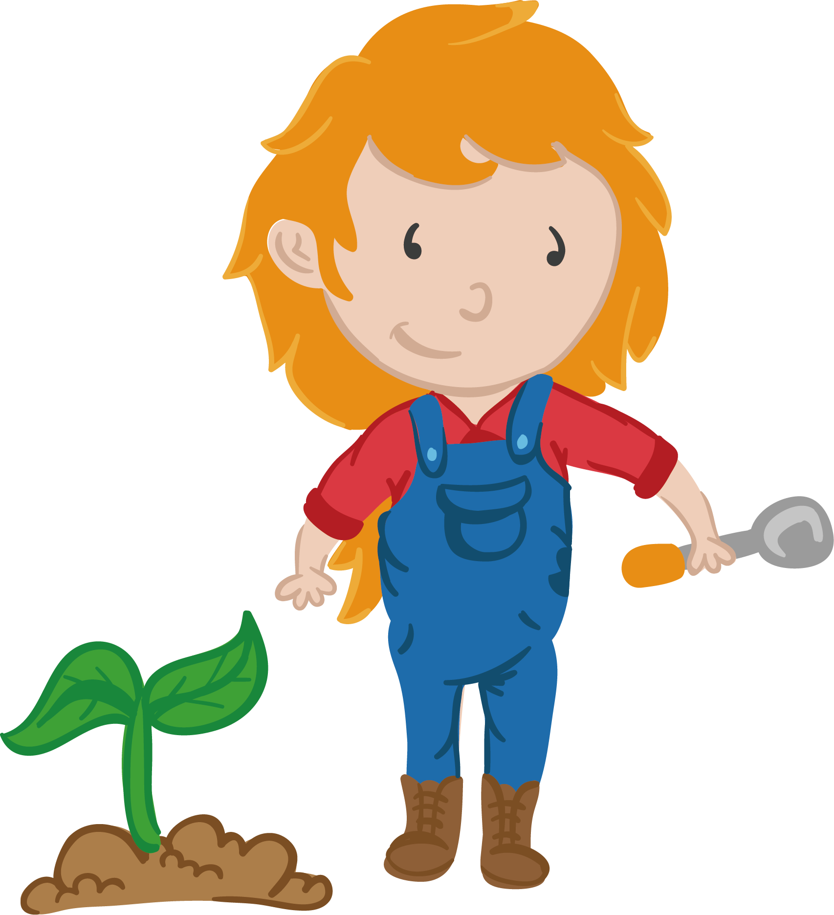 Download Clip Art - Child Planting Cartoon Png (1706x1872)