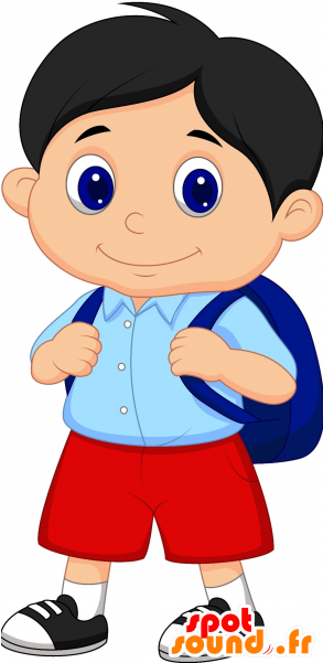 Mascot Child, Boy, Schoolboy, Cute And Smiling - Boy And Girl Cartoon (600x600)