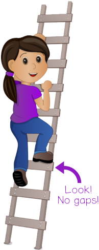 The ' No Gaps ' Approach To Reading And Spelling - Girl Climbing Ladder Clipart (250x500)