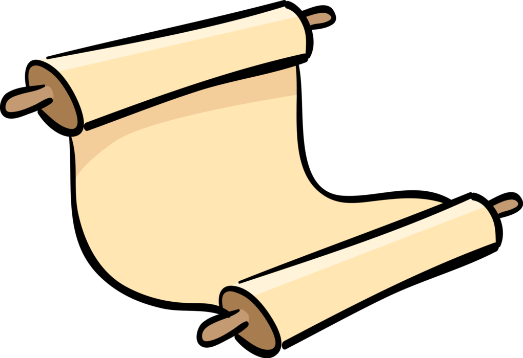 Vector Illustration Of Jewish Hebrew Sefer Torah Scroll - Vector Graphics (1020x700)