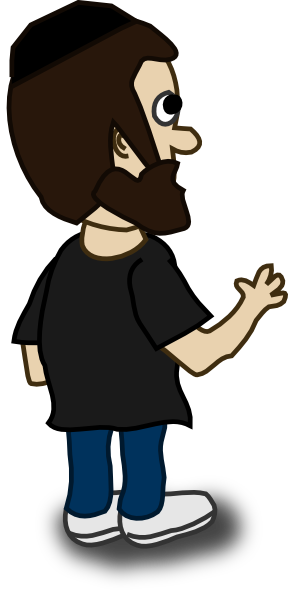 Sideways Jewish Man Clipart - Man With Ponytail Cartoon (288x590)