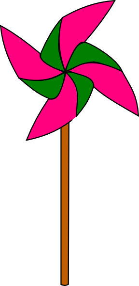 Pink And Green Pinwheel Clip Art - Clip Art (288x590)