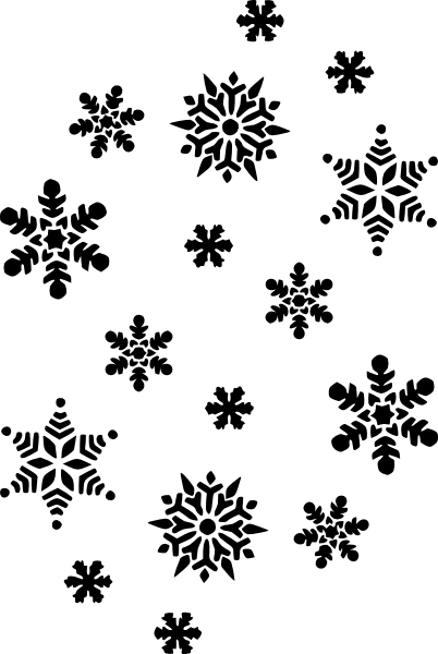 Snowflakes Silhouette Clip Art Free Vector / 4vector - Black And White Snowflakes (402x600)