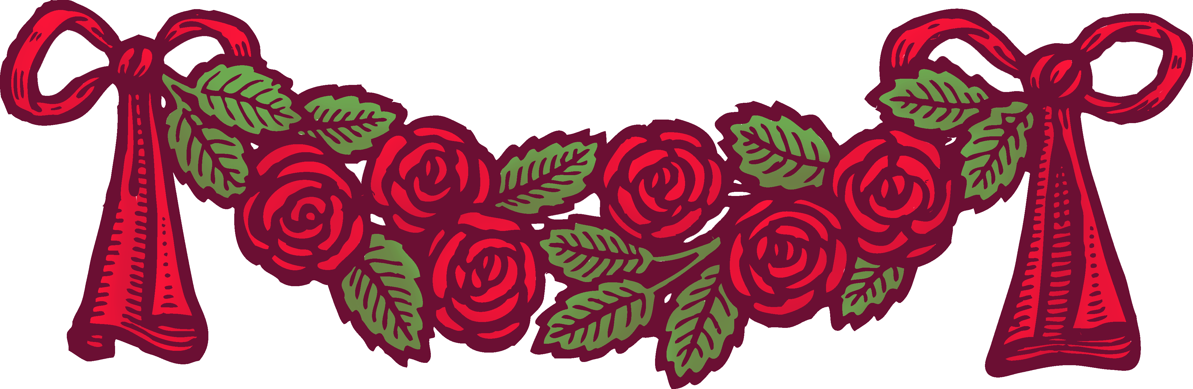 Vintage Red Roses With Ribbons Banner - Banners Vintage Png (4054x1324)