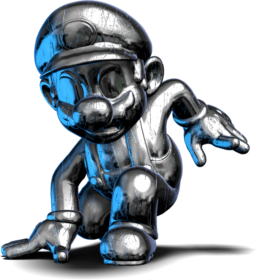 [blender] Metal Mario's Melee Trophy Pose By Maxigamer - Metal Mario Fan Art (856x934)