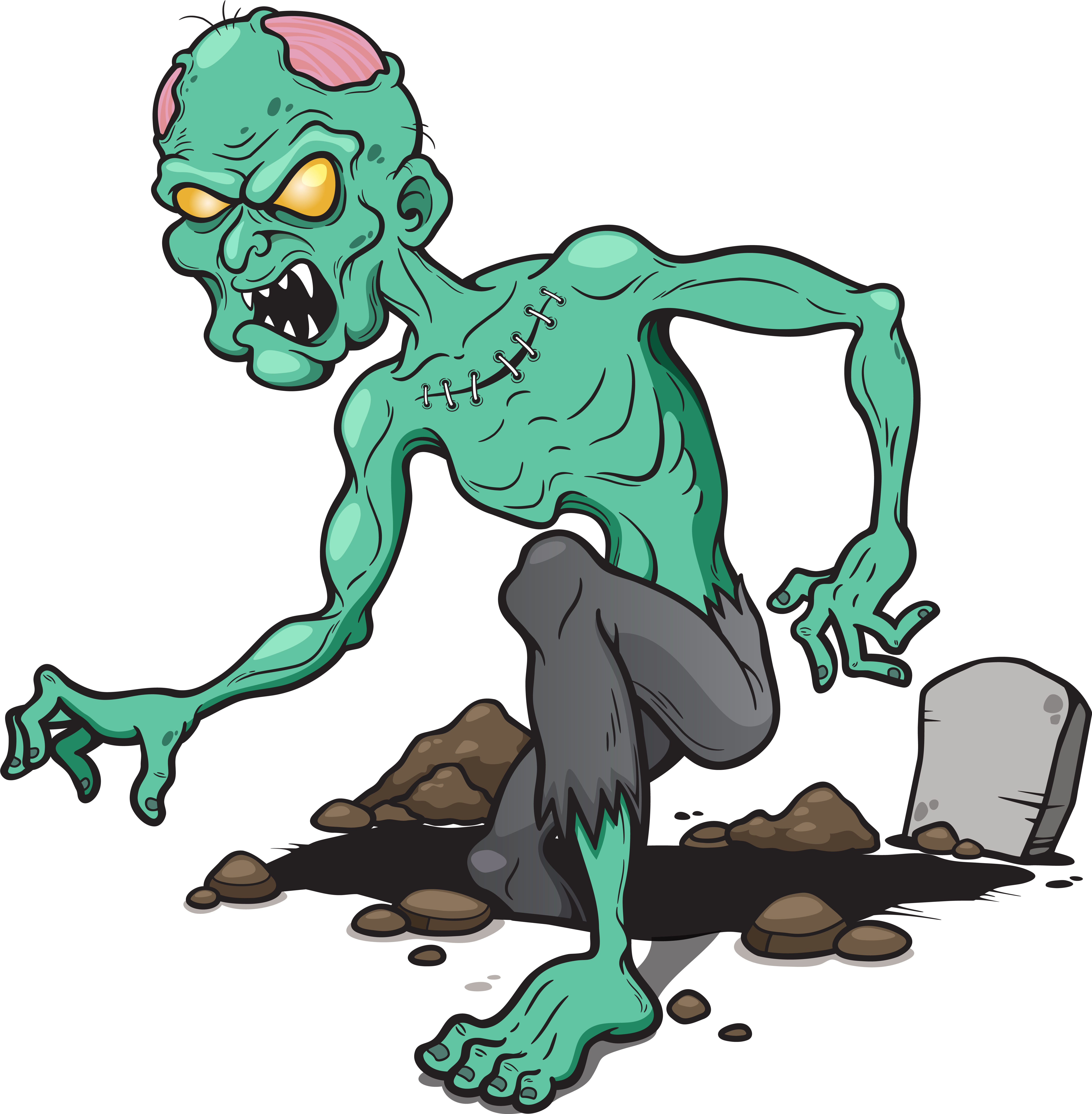 Zombie Clip Art Image - Zombie Coloring Book 2 (6104x6225)