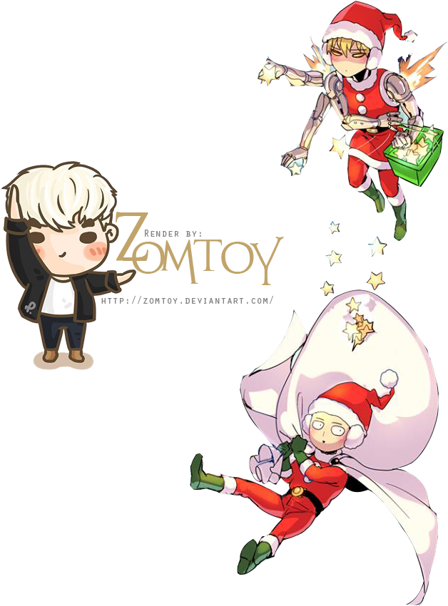 Saitama Y Genos -merry Christmas [render] By Zomtoy - Cartoon (781x960)