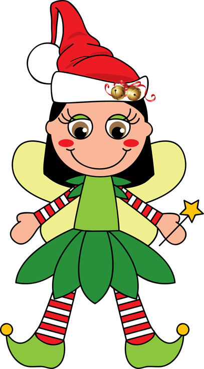 Christmas Fairy Elf Clip Art - Christmas Fairy Cartoon (407x737)