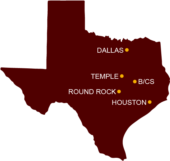 Map Of College Of Medicine Campus Locations - Texas Map Vector (591x591)